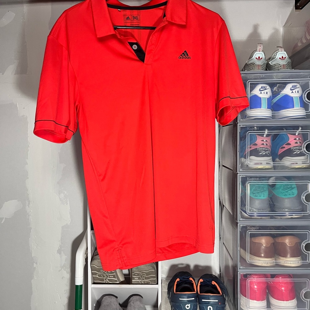 Adidas Red and Black Polo Shirt